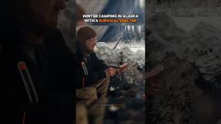 Winter camping in Alaska Outdoor boys camping satisfying camper snow camp campinggear [upl. by Danaher670]