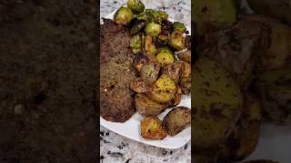 Thin Ribeyes Brussel Sprouts Roasted Potatoes ribeyes cookingathome cooking eating fyp fypシ゚ [upl. by Calle]