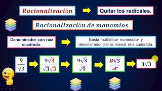 Racionalización de monomios  Denominador con raiz cuadrada [upl. by Reisfield]