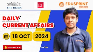 Daily Current Affairs  18102024  EduSprint Academy Trichy [upl. by Aicirtak769]