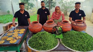 Saag Handi With Makki Ki Roti  Village food  Sarson ka Saag  Veg Recipes [upl. by Annaliese]