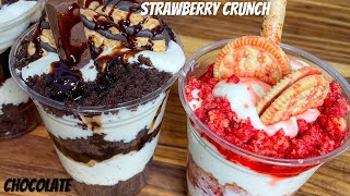 Easy TreatsChocolate amp Strawberry crunch Banana Pudding Cheesecake Jars [upl. by Ellerud]