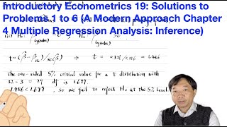 Solutions to Problems 1 to 6 A Modern Approach Chapter 4  Introductory Econometrics 19 [upl. by Gillman]