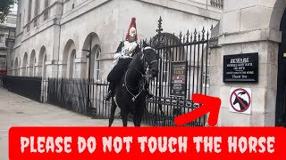 KINGS GUARD PRESSES EMERGENCY BUZZER 2 TIMES FOR THIS  Horse Guards Royal guard Kings Guard [upl. by Winston]