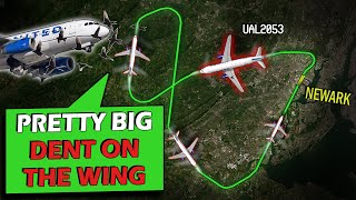 BIRD STRIKE  WING DAMAGE on Departure  Emergency Return to Newark [upl. by Annayoj]