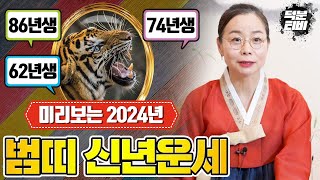 2024년 범띠분들의 금전운재물운귀인운애정운은 어떻게 될까 86년생74년생62년생 범띠분들의 갑집년 완벽운세 [upl. by Eidak]