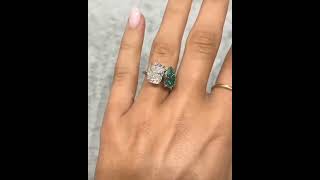 Moissanite ring 14k gold 6 ct long cushion e vvs Green pear 4 ct vvs diamond labgrowndiamond ring [upl. by Bobbie]