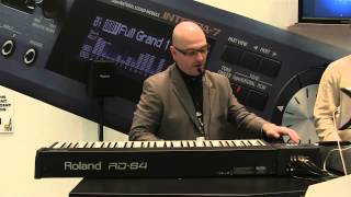 Keyboard Magazine demos the new Roland RD 64 at NAMM 2013 [upl. by Elttil]