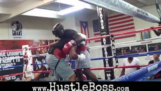 Action heats up in JLeon Loves sparring session with Aaron Coley at the Mayweather Boxing Club [upl. by Llerrut]