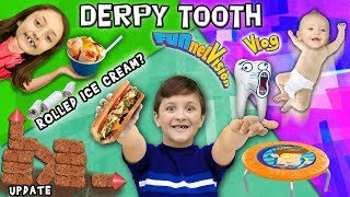 Mikes DERPY Stubborn Tooth Rolled Up Ice Cream Backyard Fort Updates FUNnel Family Vlog [upl. by Duquette]