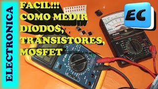 Como medir diodos transistores y mosfet con un tester Muy Facil [upl. by Derrek516]