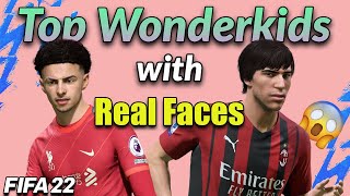 Best Wonderkids with REAL FACES in FIFA 22 career mode [upl. by Essirahc]