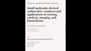 Small molecules derived carbon dots synthesis and applications in sensing catalysis  RTCLTV [upl. by Bonina]