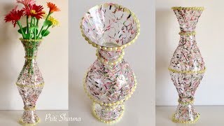 Best Out Of Waste Plastic Bottle Flower Vase  3  DIY  Plastic Bottle Craft Idea  Priti Sharma [upl. by Eidnew]