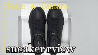 Dolce amp Gabbana Black Calfskin Nappa Portofino Sneakers Unboxing [upl. by Saito]