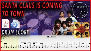 Santa Claus Is Coming To Town  Jackson 5  DRUM SCORE Sheet Music PlayAlong  DRUMSCRIBE [upl. by Aiclef]