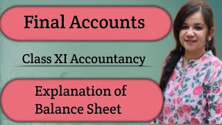 Explanation of Balance Sheet  Final Accounts Class 11 Balance Sheet [upl. by Deehahs]