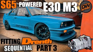 S65 powered BMW E30 M3 Fitting Drenth Sequential Gearbox  Part 3 [upl. by Elttil337]