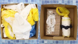 LIFE HACK TWO WAYS TO STORE PLASTIC BAG＊レジ袋の収納テク オシャレでコンパクトに！ [upl. by Bayard]