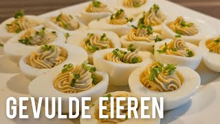 Gevulde eieren maken Kerstdagen receptmaking deviled eggs Christmas recipe [upl. by Nylodnew]