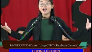 FILIPINO ORATION 2018 [upl. by Fredela]