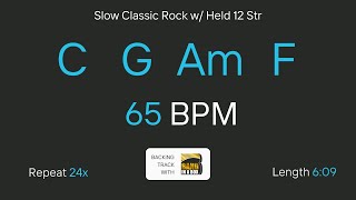 C G Am F at 65 bpm  Easy Play Along  Slow Classic Rock  Backing Track [upl. by Reinald]