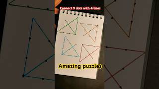 Connect 9 dots with 4 lines 🍁 Amazing puzzles🍁 different shapes shorts youtubeshorts ytshorts [upl. by Bradan]