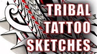 Various tribal tattoo sketches with pencil I PolynesianMaoristyle tattoodles by Storm3d [upl. by Pallaton509]