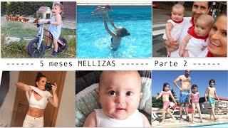 VLOG MES 5 MELLIZAS parte 2 PRIMER BAÑO BEBÉS  Rutina noche San Fermín  Sujetador de lactancia [upl. by Adnorahs]