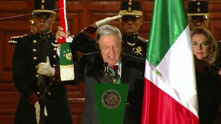 Mexican presidents first El Grito kicks off Independence Day celebrations  AFP [upl. by Derwon159]