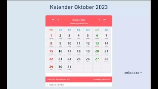 Kalender Bulan Oktober 2023 Lengkap [upl. by Aniv818]