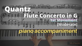 Quantz  Flute Concerto in G 1st Mov Piano Accompaniment Moderate [upl. by Rona]