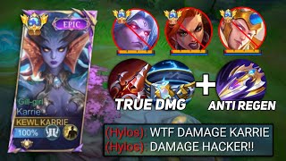 KARRIE FULL TRUE DAMAGE BUILD CAN EASILY DOMINATE TANKY ENEMIES🔥 KARRIE BEST BUILD 2024 PLS TRY [upl. by Ynalem]