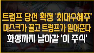 트럼프 당선 확정 최대수혜주 머스크가 끌고 트럼프가 밀어준다 화성까지 날아갈 이 주식 트럼프관련주 트럼프대장주 스페이스X대장주 와이제이링크 루미르 에이치브이엠 [upl. by Yovonnda913]