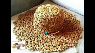 Chapeau2 Crochet dentelle Raphia [upl. by Yt]