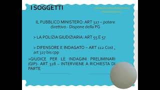 LE INDAGINI PRELIMINARI  I SOGGETTI [upl. by Singleton]