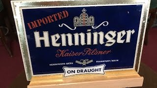 1950s Henninger German Lager Beer Reverse Glass Sign [upl. by Kaylyn]