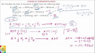 Q16 Calculate the heat of formation of KOH from the following data [upl. by Jocelyne283]