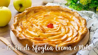 Torta di Pasta Sfoglia Crema Pasticcera e Mele  Ricetta Crostata di Mele Veloce  55Winston55 [upl. by Knighton672]