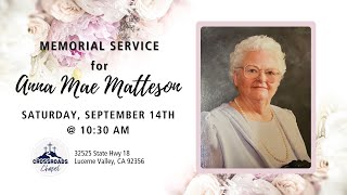 Celebration of Life for Ann Matteson  Sep 14th 2024 [upl. by Luapnaej]