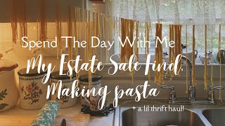 DAY IN THE LIFE  MAKING PASTA ESTATE SALE FIND MINI THRIFT HAUL  HOMEMAKING VLOG [upl. by Helsie]