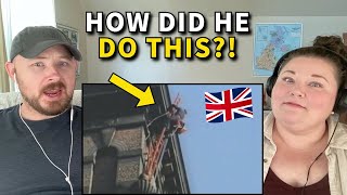 Americans React to Fred Dibnah Climbing an INSANE Chimney Overhang [upl. by Polish]