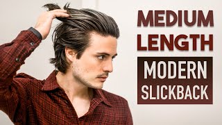 Medium Length Modern Slick Back Tutorial  Mens Long Hair 2021 [upl. by Cyril]