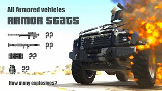 GTA V Online All armored vehicles stats  Best Armored vehicles [upl. by Yraeg]