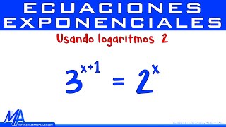 Resolver ecuaciones exponenciales con logaritmos  Ejemplo 2 [upl. by Anevad]