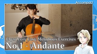 No1  Andante  Vioiln  Elgar Very Easy Melodious Exercises【Practice Version】 [upl. by Peacock]