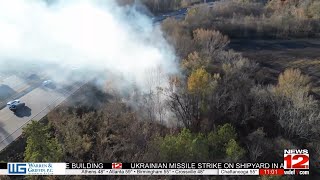 Drone footage of brush fire in Catoosa County [upl. by Standush468]