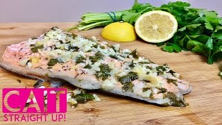 Garlic Butter Salmon in Foil  Oven Baked Recipe  Cait Straight Up [upl. by Helaine]