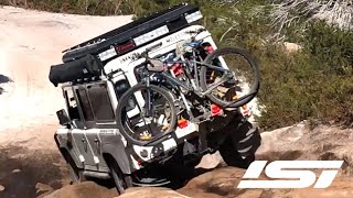 Land Rover Defender MTB Extreme Duty Bike Carrier on Climies Track Tasmania [upl. by Ahsaeit]