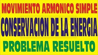 CONSERVACION DE LA ENERGIA MECANICA MOVIMIENTO ARMÓNICO SIMPLEPROBLEMA RESUELTO DE MAS [upl. by Milewski]